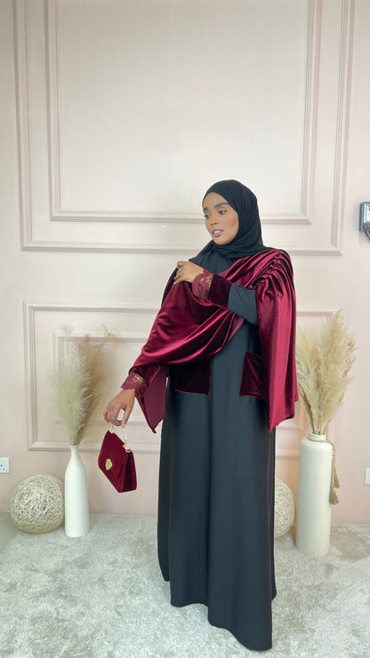 Malika Velvet Abaya with matching velvet shawl