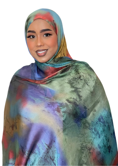 Color Wave Printed Hijab 5 Pieces Set